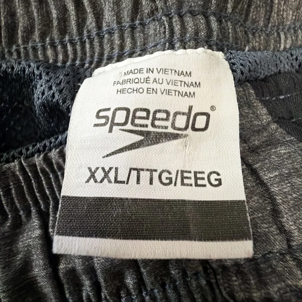 SPEEDO Men's size 2XL Black & Gray Swimming Trunks Shorts Pocket Mesh Costal - Picture 6 of 7